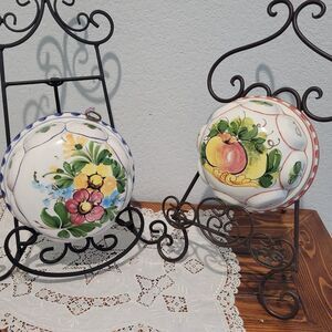 Vtg pair Bassano Italy Ceramic Jello Bundt Pan Cake Mold Decorative Wall Art
